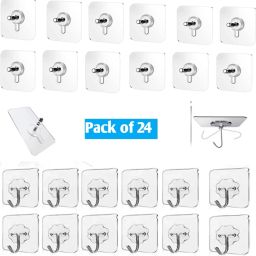 pack of 24 wall hook for kitchen bathroom adhesive hanger sticky Hook 24-image-63