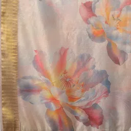 Anouk Abstract Printed  Zari Organza Block Print Saree image 5