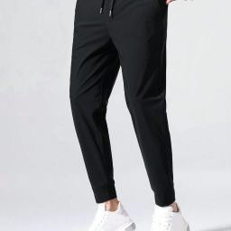 Solid Men Black Track Pants-image-38