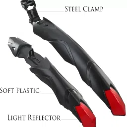 byking Bicycle Front & Rear Mudguard with Night Reflector With Cycle Light(black) Full Length Front & Rear Fender image 2