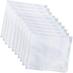 YIMK 100% Cotton Premium Collection Handkerchiefs Hanky For Men - Pack of 12 Rumal White Striped XXL King Size. ["White"] Handkerchief-image-62