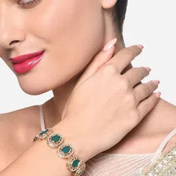 Zaveri Pearls Gold Plated Austrian Diamonds Stone Studded Link Bracelet-picture-32