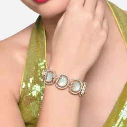 Zaveri Pearls Gold Plated Austrian Diamonds Stone Studded Link Bracelet-image-11