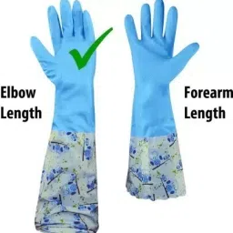 PVC Cotton Long Sleeves Dish washing Kitchen Cleaning Cloth Reusable Household Wet and Dry Glove-image-4