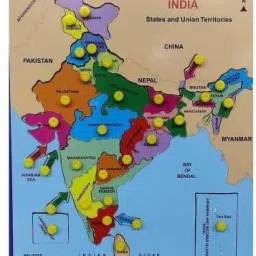 Wooden Indian Map Puzzles for Kids identifier Board Map with Knobs, Educational Puzzle Learning Wooden India Puzzle Map for Boys, Girls, Kids, Students (38*30 cm) (India Map) (37 Pieces)-picture-13