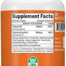 nutrija Vitamin D3 5000iu + K2 100mcg as MK7 Supplement image 3