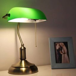 Fab Interia Antique Brass Finish Green Table Lamp Table Lamp-23