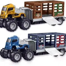 funablo 1:43 Die cast Truck Set Toy Push & Go Play Set Animals Display Box Truck image 2