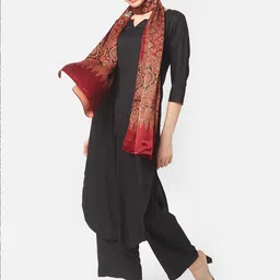 Dupatta Bazaar Maroon & Black Printed Block Print Dupatta image 5