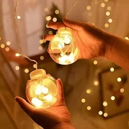 SPARK WORLD Yellow Ball Shape LED Curtain Fairy String Lights image 2