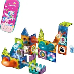 Magnetic Building Blocks for kids+FREE Unicorn Box Model Building Kit-image-42