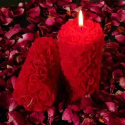 Rose Pillar Wax Premium Fragrance Candle set For Home Decor, Festivals Smokeless Candle-image-20