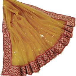 Net Embroidered Yellow Women Dupatta-image-3