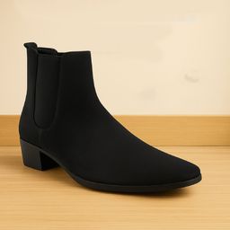 baxxico Men's Height Increasing Suede Chelsea Slip-on Block Heel Boots Boots For Men-picture-4