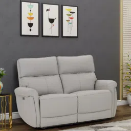 royaloak Latina Half Leather Motorised 2 Seater Recliner In Grey Colour With Usb & Type C Charging Port-picture-19