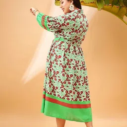 SASSAFRAS Curve Plus Size Floral Printed Fit & Flare Midi Dress image 5