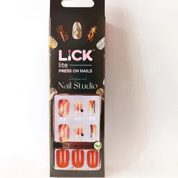 LICK Set Of 30 Reusable Artificial Press On Nails - Crimson Red image 3