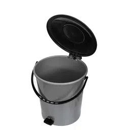 Kuber Industries Set Of 2 Grey & Black Solid Plastic Pedal Dustbin With Handle image 3