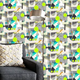 ArtzFolio Green & Grey Abstract Printed Water Resistant Peel & Stick Wallpaper-3