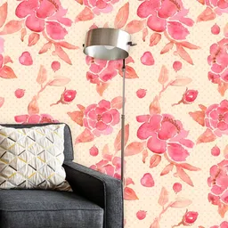 ArtzFolio Cream & Pink Printed Peel & Stick Water Resistant Wallpaper-picture-37