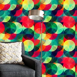 ArtzFolio Green & Red Colorful Grunge Circle Printed Peel & Stick Wall Stickers-image-6