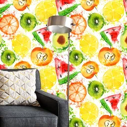 ArtzFolio Yellow & Green Abstract Printed Self Adhesive Wallpaper-2