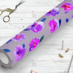 ArtzFolio Grey and Purple Floral Printed Self-Adhesive Wallpaper Sticker-image-6