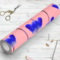 ArtzFolio Pink & Blue Floral Printed Water Resistant Peel & Stick Wallpaper-image-61