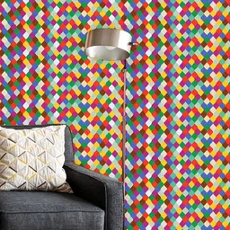 ArtzFolio Yellow & Red Geometric Printed Self Adhesive Water Resistant Wallpaper-9