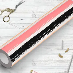 ArtzFolio Peach & Black Peel & Stick Self-Adhesive Striped Wall Sticker-image-28