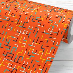 ArtzFolio Orange-Coloured & Blue Printed Self-Adhesive Peel & Stick Wallpaper-11
