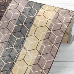 ArtzFolio Brown & Grey Geometric Printed Self Adhesive Wall Decal-12