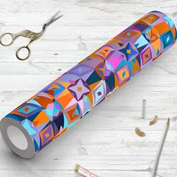 ArtzFolio Blue & Orange Printed Self-Adhesive Water-Resistant Wallpaper-24