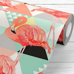 ArtzFolio Flamingos & Triangles Print Peel & Stick Self-Adhesive Wall Sticker-7