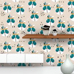 ArtzFolio Beige & Blue Printed Self-Adhesive Wallpaper-image-76