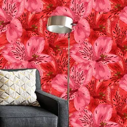 ArtzFolio Red & Pink Printed Peel & Stick Water Resistant Wallpaper-19