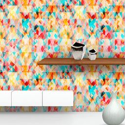 ArtzFolio Yellow & Blue Geometric Printed Self Adhesive Wallpaper-image-46