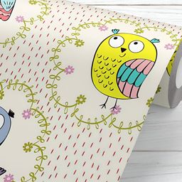 ArtzFolio Off White & Pink Owl Printed Self-Adhesive Peel & Stick Wallpaper-23