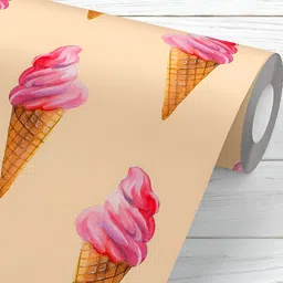 ArtzFolio Cream-colored & Pink Printed Self-Adhesive Water-Resistant Wallpaper-2