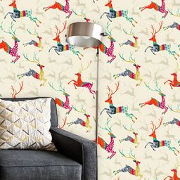 ArtzFolio Beige & Red Printed Self-Adhesive Water-Resistant Wallpaper-14