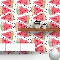 ArtzFolio White & Red Abstract Printed Self Adhesive Water Resistant Wallpaper-4