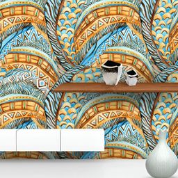 ArtzFolio Blue & Brown Printed Self-Adhesive Water-Resistant Wallpaper-image-49