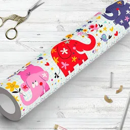 ArtzFolio Pink & White Baby Elephants Printed Self Adhesive Waterproof Wallpaper-14