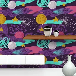 ArtzFolio Purple & Blue Abstract Printed Self Adhesive Water Resistant Wallpaper-image-91
