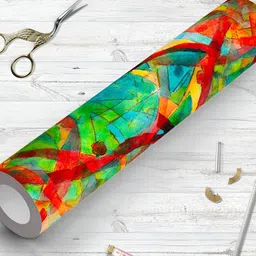 ArtzFolio Green & Red Abstract Printed Self Adhesive Water Resistant Wallpaper-16