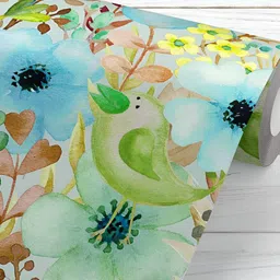 ArtzFolio Blue & green Floral Printed Self-Adhesive Peel & Stick Wallpaper-image-21