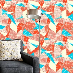 ArtzFolio Orange-colored & Blue Printed Self-Adhesive Water-Resistant Wallpaper-image-85
