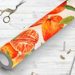 ArtzFolio Orange Colored & Green Printed Self Adhesive Wallpaper-18