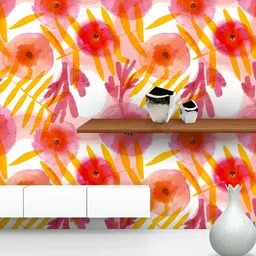 ArtzFolio Pink Orange Printed Self-Adhesive Water-Resistant Peel & Stick Wallpaper-image-75