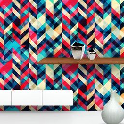 ArtzFolio Red & Blue Geometric Printed Water Resistant Peel & Stick Wallpaper-7